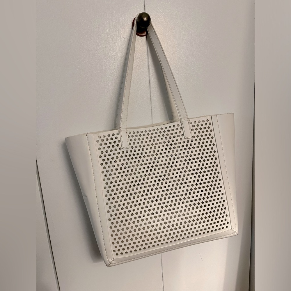 Loeffler Randall white leather tote